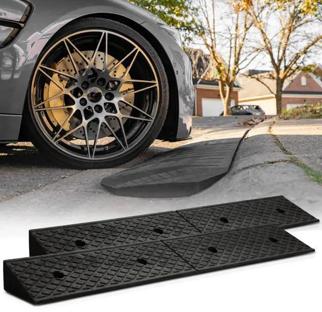 Main image of Heavy-Duty Rubber Threshold Ramp for Driveway Curb & Loading Dock - 3" Height for Cars, Motorcycles & Warehouses (38.5" L x 6.5" W)