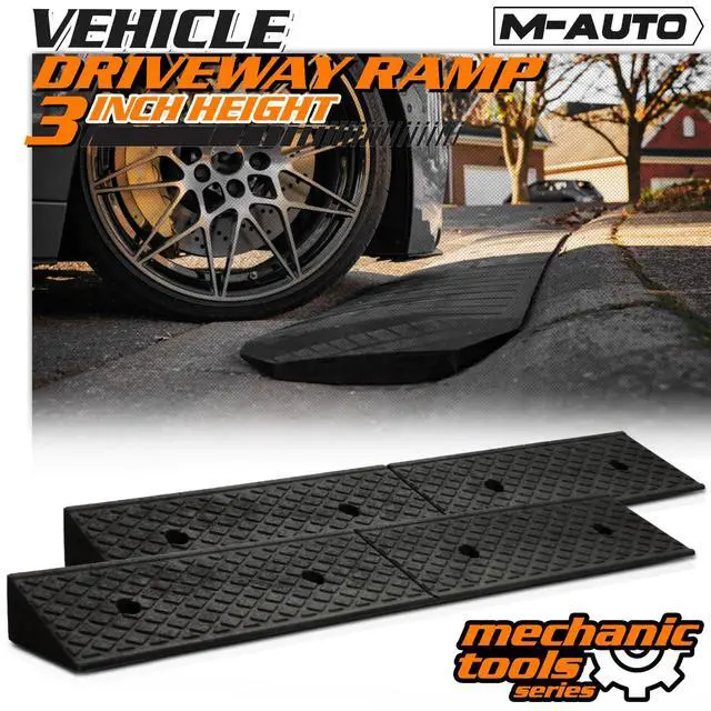 Alt view image 2 of 7 - Heavy-Duty Rubber Threshold Ramp for Driveway Curb & Loading Dock - 3" Height for Cars, Motorcycles & Warehouses (38.5" L x 6.5" W)