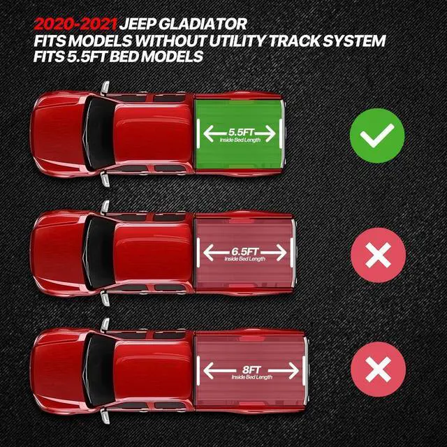 Alt view image 2 of 7 - Hard Truck Bed Cover Tri-Fold Tonneau Cover Compatible with 2020-2023 Jeep Gladiator 5.5 Ft. Fleetside Bed