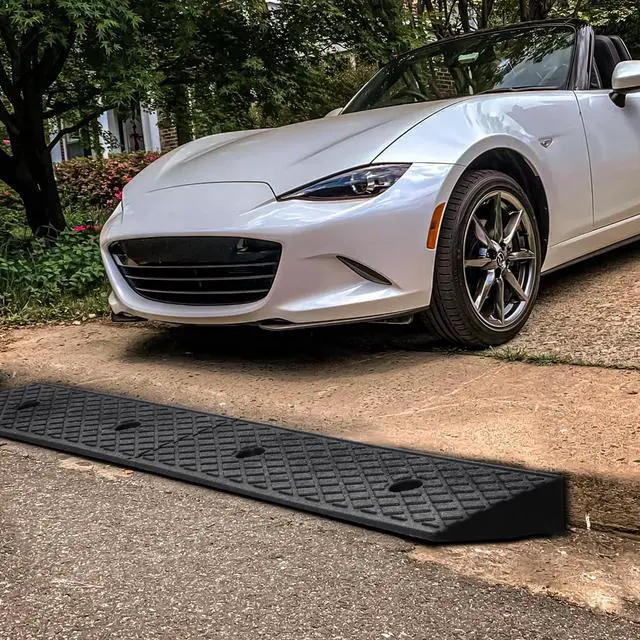 Alt view image 4 of 7 - Heavy-Duty Rubber Threshold Ramp for Driveway Curb & Loading Dock - 3" Height for Cars, Motorcycles & Warehouses (38.5" L x 6.5" W)