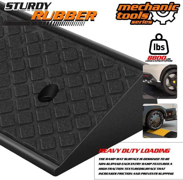 Alt view image 6 of 7 - Heavy-Duty Rubber Threshold Ramp for Driveway Curb & Loading Dock - 3" Height for Cars, Motorcycles & Warehouses (38.5" L x 6.5" W)