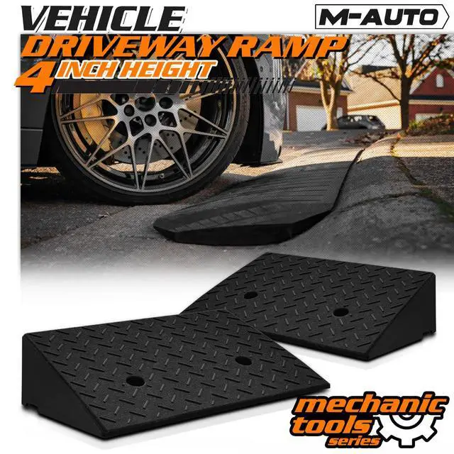 Alt view image 2 of 7 - Heavy-Duty Rubber Threshold Ramp for Driveway Curb & Loading Dock - 4.5" Height for Cars, Motorcycles & Warehouses (19.5" L x 12" W) 2 Pcs