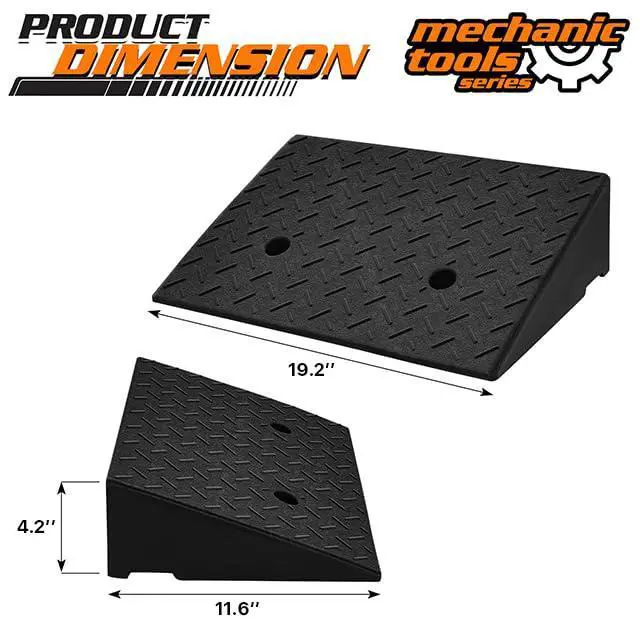 Alt view image 3 of 7 - Heavy-Duty Rubber Threshold Ramp for Driveway Curb & Loading Dock - 4.5" Height for Cars, Motorcycles & Warehouses (19.5" L x 12" W) 2 Pcs