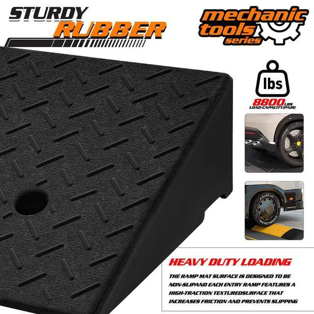 Alt view image 6 of 7 - Heavy-Duty Rubber Threshold Ramp for Driveway Curb & Loading Dock - 4.5" Height for Cars, Motorcycles & Warehouses (19.5" L x 12" W) 2 Pcs