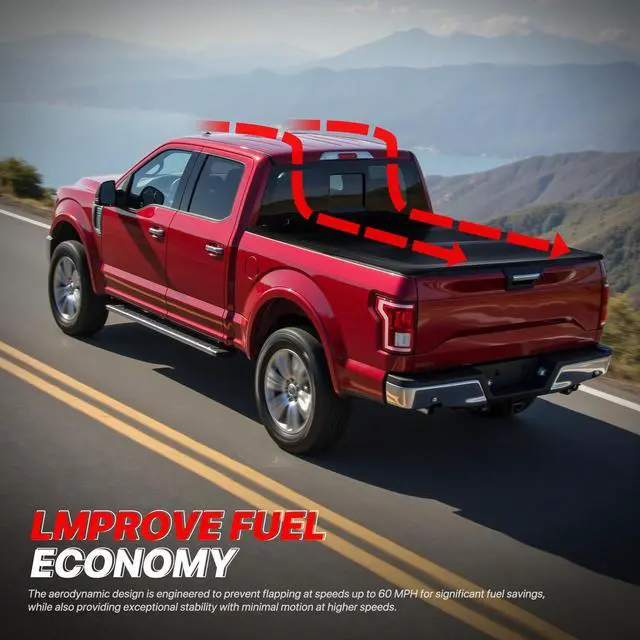 Alt view image 6 of 7 - Hard Truck Bed Cover Tri-Fold Tonneau Cover Compatible with 2009-2018 Dodge Ram 1500 2500 3500 6.5 Ft. Fleetside Bed