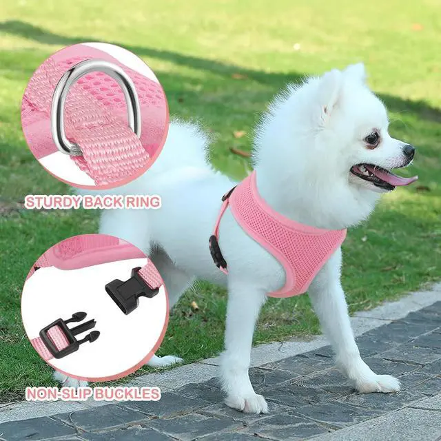 Alt view image 5 of 7 - Dog Harness for Small Sized Dog, Soft Puppy Padded Vest for Walking, Running, Training - Pink, XS