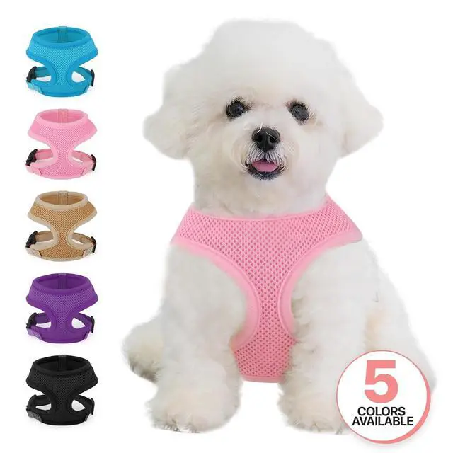 Alt view image 7 of 7 - Dog Harness for Small Sized Dog, Soft Puppy Padded Vest for Walking, Running, Training - Pink, XS
