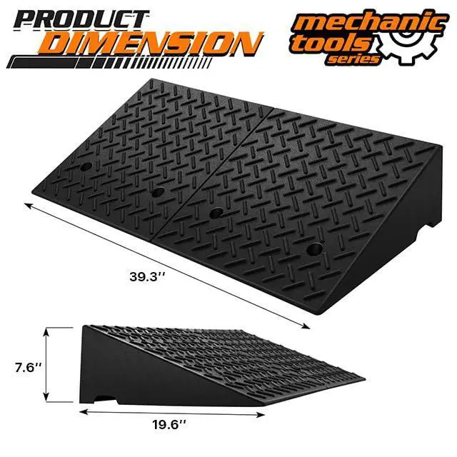Alt view image 3 of 7 - Heavy-Duty Rubber Threshold Ramp for Driveway Curb & Loading Dock - 8" Height for Cars, Motorcycles & Warehouses (38.5" L x 19.5" W)