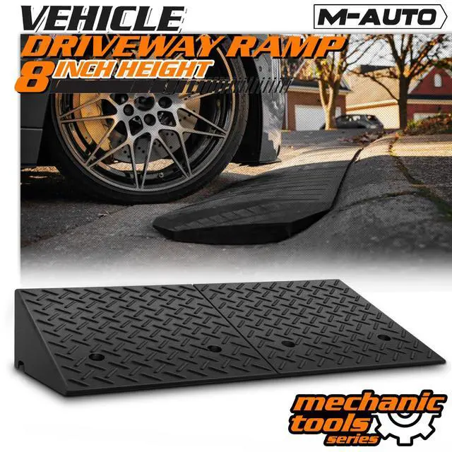 Alt view image 2 of 7 - Heavy-Duty Rubber Threshold Ramp for Driveway Curb & Loading Dock - 8" Height for Cars, Motorcycles & Warehouses (38.5" L x 19.5" W)