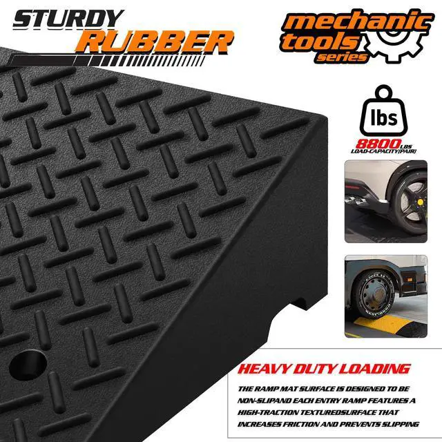 Alt view image 6 of 7 - Heavy-Duty Rubber Threshold Ramp for Driveway Curb & Loading Dock - 8" Height for Cars, Motorcycles & Warehouses (38.5" L x 19.5" W)