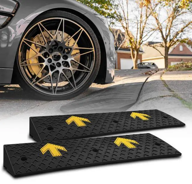 Main image of Heavy-Duty Rubber Threshold Ramp for Driveway Curb & Loading Dock - 5.5" Height for Cars, Motorcycles & Warehouses (37.5" L x 14" W)