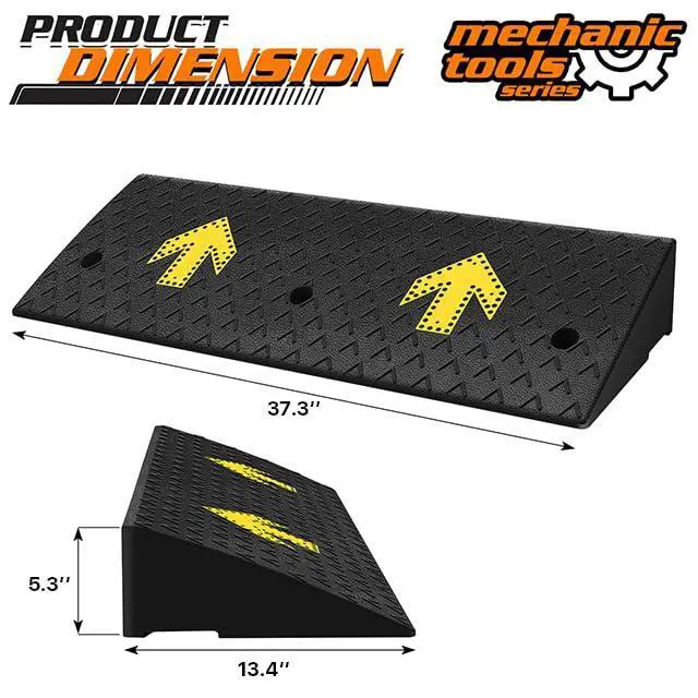 Alt view image 3 of 7 - Heavy-Duty Rubber Threshold Ramp for Driveway Curb & Loading Dock - 5.5" Height for Cars, Motorcycles & Warehouses (37.5" L x 14" W)