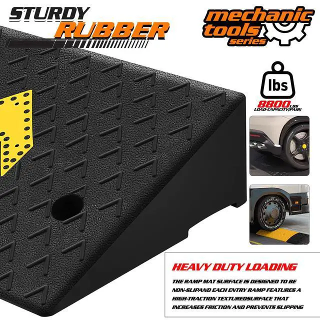 Alt view image 6 of 7 - Heavy-Duty Rubber Threshold Ramp for Driveway Curb & Loading Dock - 5.5" Height for Cars, Motorcycles & Warehouses (37.5" L x 14" W)