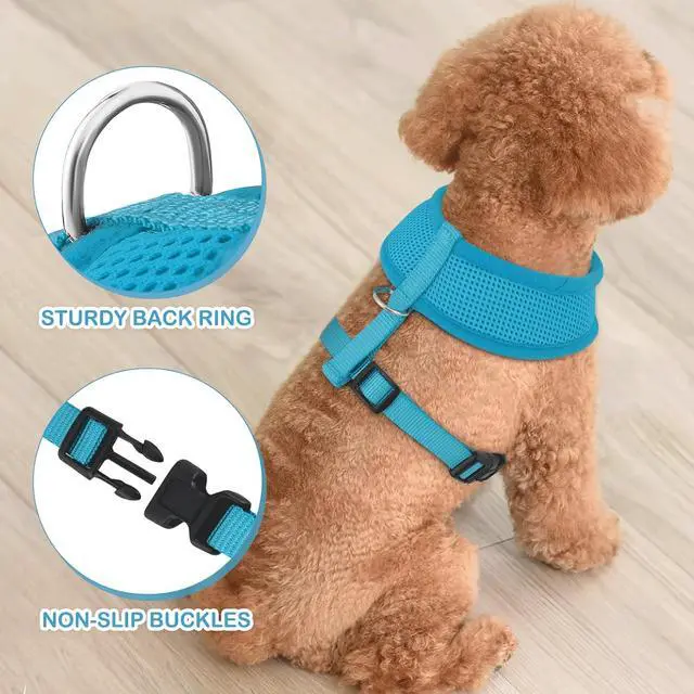 Alt view image 5 of 7 - Dog Harness for Small Sized Dog, Soft Puppy Padded Vest for Walking, Running, Training - Sky Blue, S