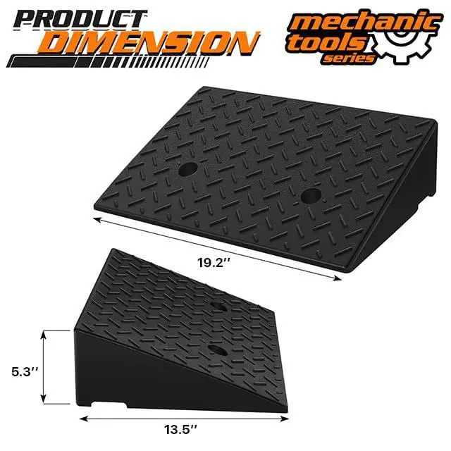 Alt view image 3 of 7 - Heavy-Duty Rubber Threshold Ramp for Driveway Curb & Loading Dock - 5.5" Height for Cars, Motorcycles & Warehouses (19.5" L x 14" W) 2 Pcs