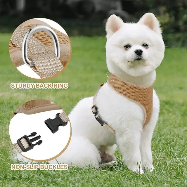 Alt view image 5 of 7 - Dog Harness for Medium Sized Dog, Soft Puppy Padded Vest for Walking, Running, Training - Light Brown, L