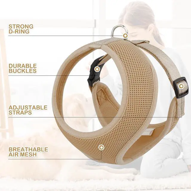 Alt view image 4 of 7 - Dog Harness for Medium Sized Dog, Soft Puppy Padded Vest for Walking, Running, Training - Light Brown, L