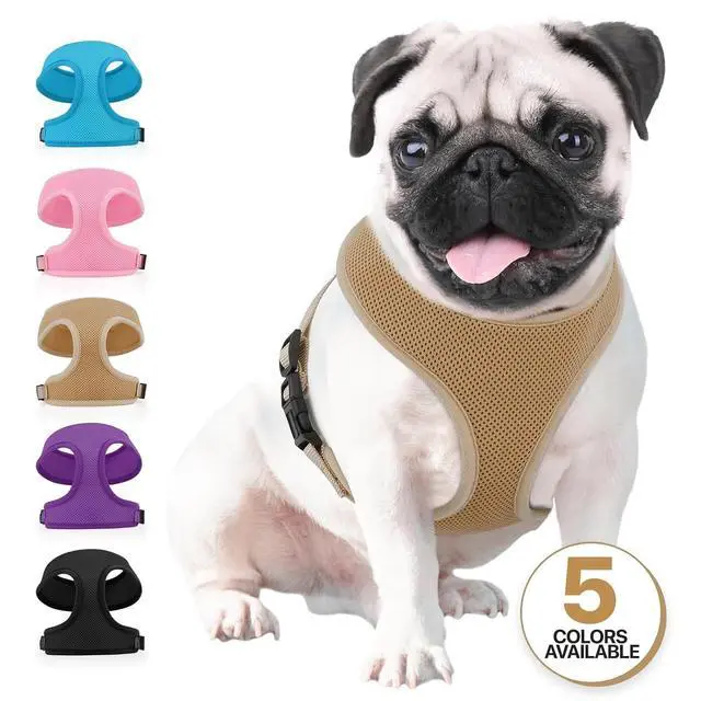 Alt view image 7 of 7 - Dog Harness for Medium Sized Dog, Soft Puppy Padded Vest for Walking, Running, Training - Light Brown, L