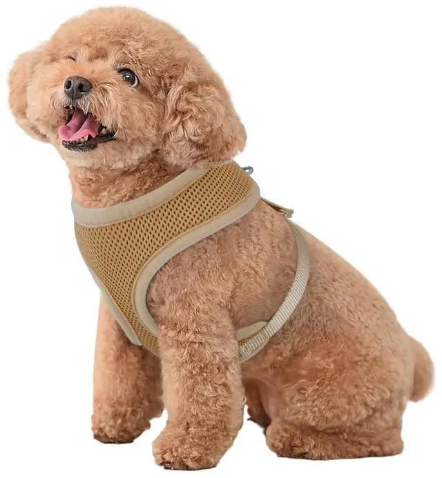 Main image of Dog Harness for Small Sized Dog, Soft Puppy Padded Vest for Walking, Running, Training - Light Brown, S