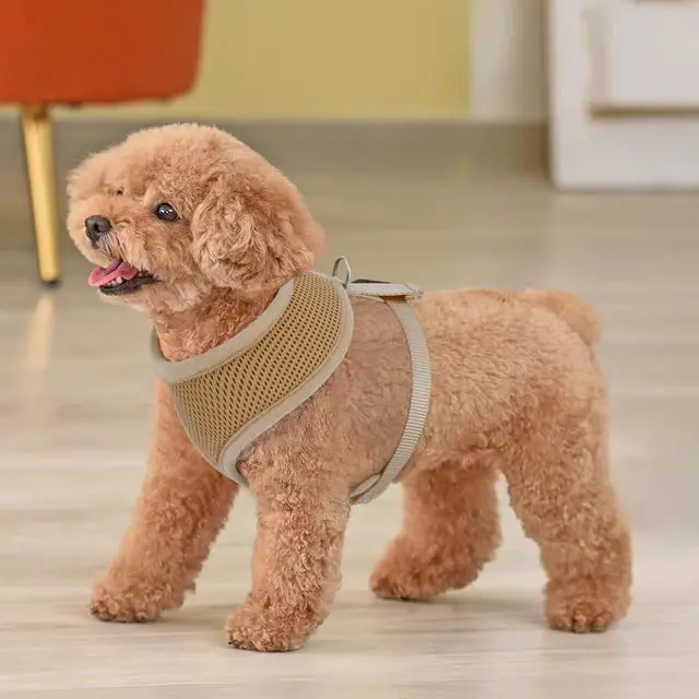 Alt view image 3 of 7 - Dog Harness for Small Sized Dog, Soft Puppy Padded Vest for Walking, Running, Training - Light Brown, S