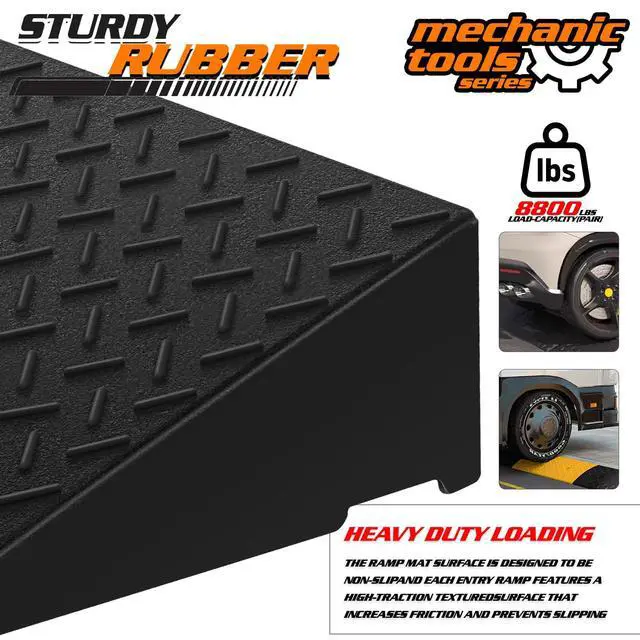 Alt view image 6 of 7 - Heavy-Duty Rubber Threshold Ramp for Driveway Curb & Loading Dock - 5.5" Height for Cars, Motorcycles & Warehouses (19.5" L x 14" W) 2 Pcs