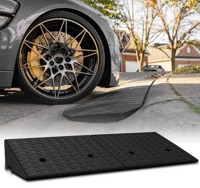Main image of Heavy-Duty Rubber Threshold Ramp for Driveway Curb & Loading Dock - 6" Height for Cars, Motorcycles & Warehouses (38.5" L x 15" W)
