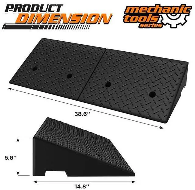 Alt view image 3 of 7 - Heavy-Duty Rubber Threshold Ramp for Driveway Curb & Loading Dock - 6" Height for Cars, Motorcycles & Warehouses (38.5" L x 15" W)