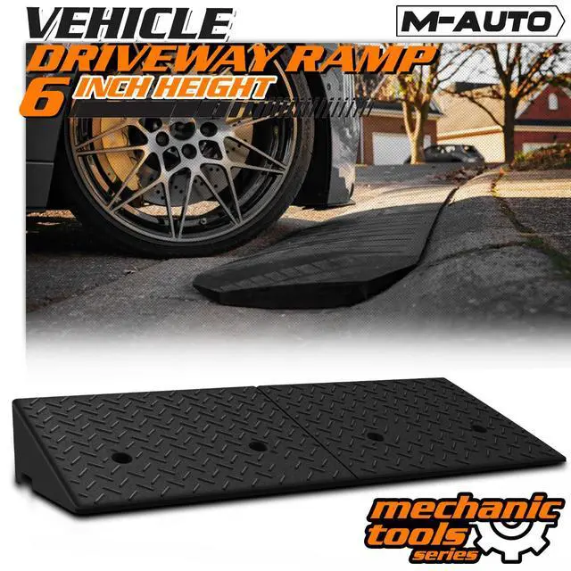 Alt view image 2 of 7 - Heavy-Duty Rubber Threshold Ramp for Driveway Curb & Loading Dock - 6" Height for Cars, Motorcycles & Warehouses (38.5" L x 15" W)