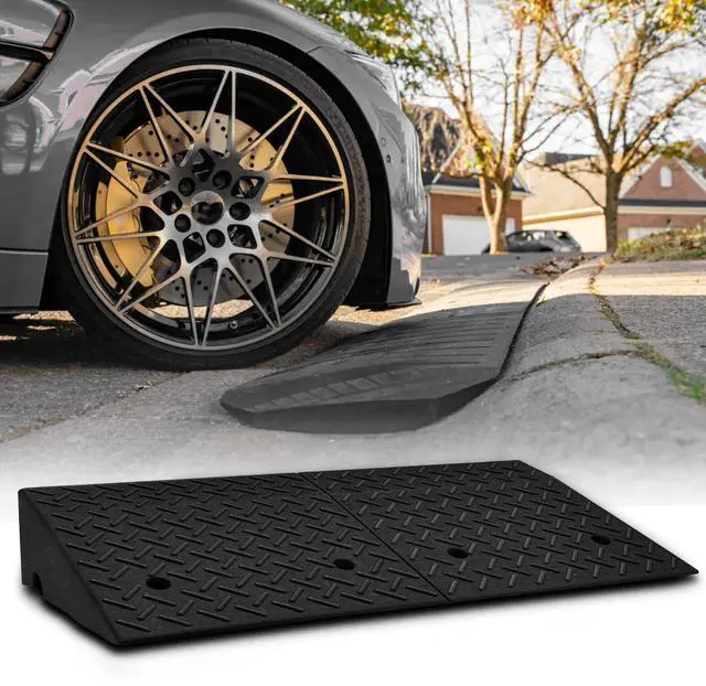 Main image of Heavy-Duty Rubber Threshold Ramp for Driveway Curb & Loading Dock - 7" Height for Cars, Motorcycles & Warehouses (38.5" L x 19.5" W)