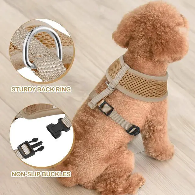 Alt view image 5 of 7 - Dog Harness for Small Sized Dog, Soft Puppy Padded Vest for Walking, Running, Training - Light Brown, S