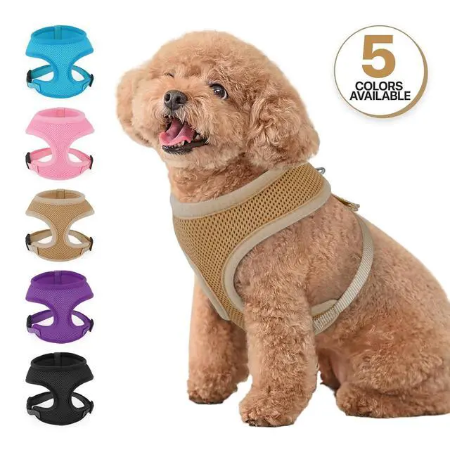 Alt view image 7 of 7 - Dog Harness for Small Sized Dog, Soft Puppy Padded Vest for Walking, Running, Training - Light Brown, S