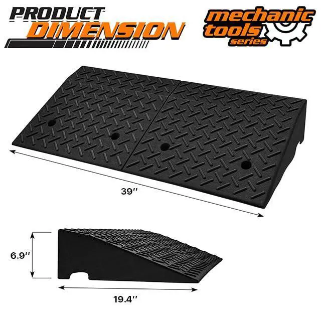 Alt view image 3 of 7 - Heavy-Duty Rubber Threshold Ramp for Driveway Curb & Loading Dock - 7" Height for Cars, Motorcycles & Warehouses (38.5" L x 19.5" W)