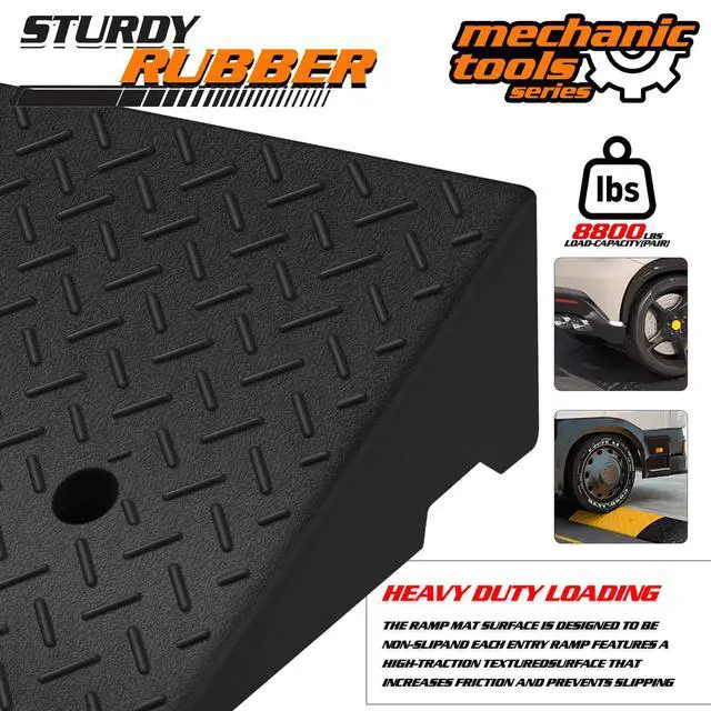Alt view image 6 of 7 - Heavy-Duty Rubber Threshold Ramp for Driveway Curb & Loading Dock - 6" Height for Cars, Motorcycles & Warehouses (38.5" L x 15" W)