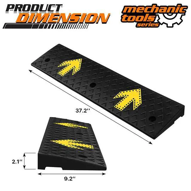 Alt view image 3 of 7 - Heavy-Duty Rubber Threshold Ramp for Driveway Curb & Loading Dock - 2" Height for Cars, Motorcycles & Warehouses (37.5" L x 10" W)