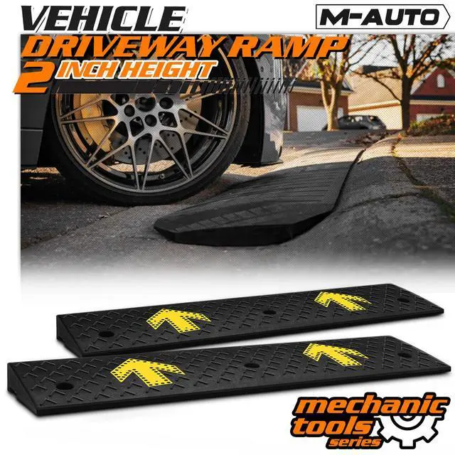 Alt view image 2 of 7 - Heavy-Duty Rubber Threshold Ramp for Driveway Curb & Loading Dock - 2" Height for Cars, Motorcycles & Warehouses (37.5" L x 10" W)