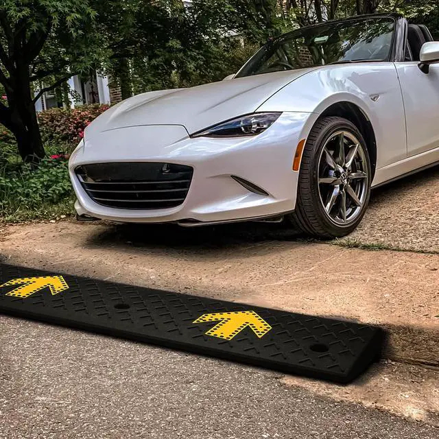 Alt view image 4 of 7 - Heavy-Duty Rubber Threshold Ramp for Driveway Curb & Loading Dock - 5.5" Height for Cars, Motorcycles & Warehouses (37.5" L x 14" W)