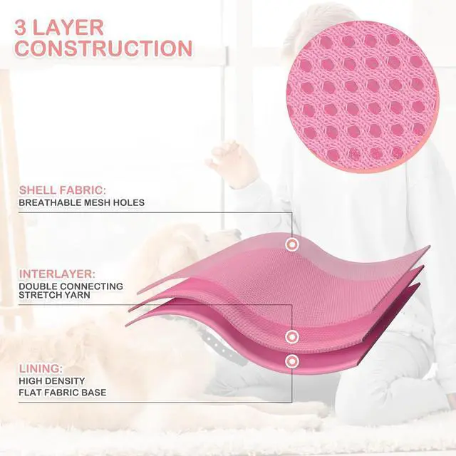Alt view image 6 of 7 - Dog Harness for Medium Sized Dog, Soft Puppy Padded Vest for Walking, Running, Training - Pink, L