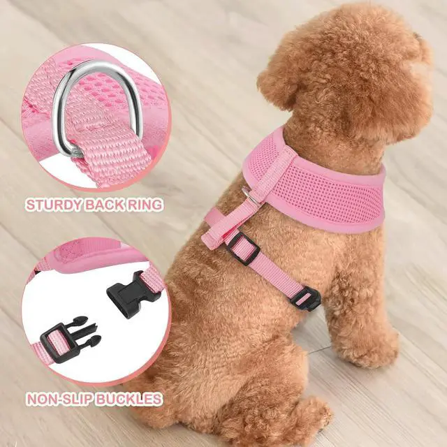 Alt view image 5 of 7 - Dog Harness for Small Sized Dog, Soft Puppy Padded Vest for Walking, Running, Training - Pink, S