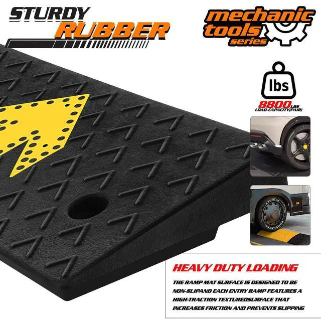 Alt view image 6 of 7 - Heavy-Duty Rubber Threshold Ramp for Driveway Curb & Loading Dock - 2" Height for Cars, Motorcycles & Warehouses (37.5" L x 10" W)