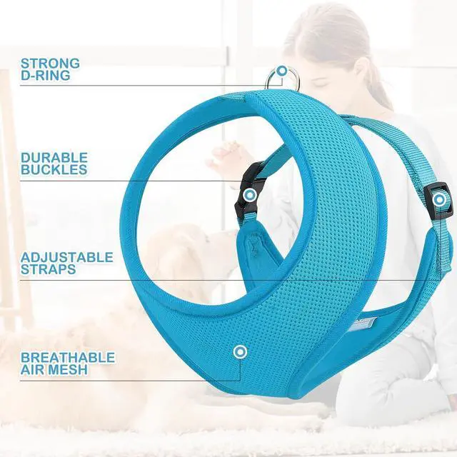 Alt view image 4 of 7 - Dog Harness for Large Sized Dog, Soft Puppy Padded Vest for Walking, Running, Training - Sky Blue, XL