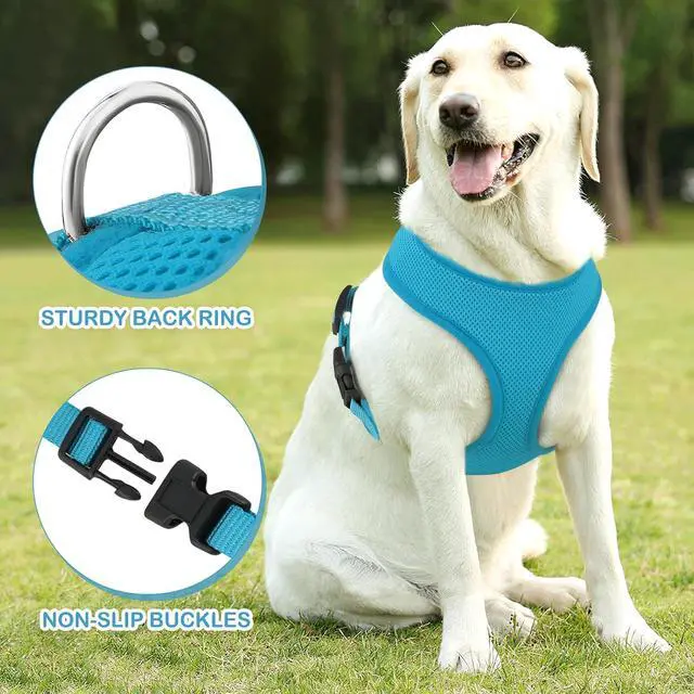 Alt view image 5 of 7 - Dog Harness for Large Sized Dog, Soft Puppy Padded Vest for Walking, Running, Training - Sky Blue, XL