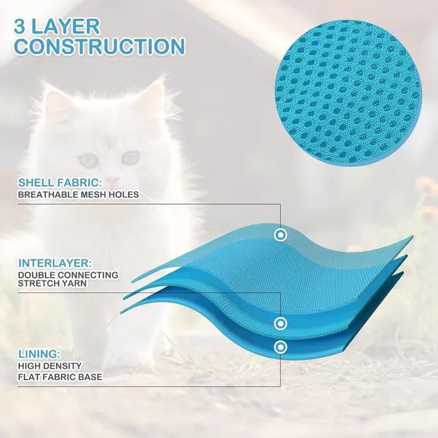 Alt view image 6 of 7 - Soft Cat Harness for Walking Escape Proof and Travel, Kitten Adjustable Breathable Vest Harness - Sky Blue, L