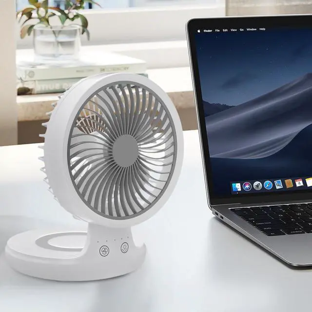 Alt view image 3 of 7 - 8-Inch Small Rechargeable USB Desk Fan Battery Operated with Speeds for Home Office Bedroom Mini Portable Personal Quiet Desktop Air Circulator Foldable Cooling Oscillating Table Fan
