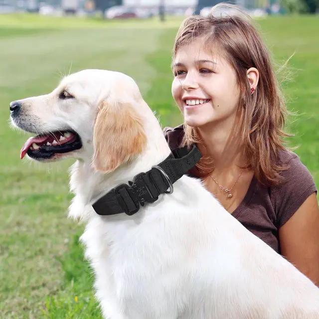 Alt view image 4 of 7 - Tactical Dog Collar with Handle, 1.5 Inch Wide Heavy Duty Military Collar for Medium Large Dog Walking, Training, Running, Black