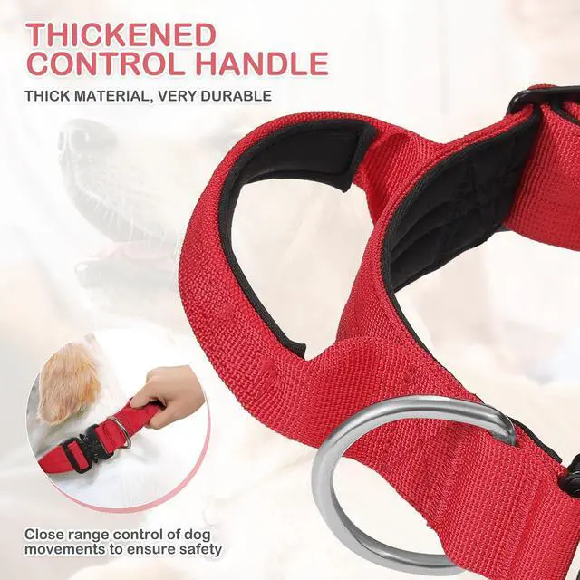 Alt view image 5 of 7 - Tactical Dog Collar with Handle, 1.5 Inch Wide Heavy Duty Military Collar for Medium Large Dog Walking, Training, Running, Red