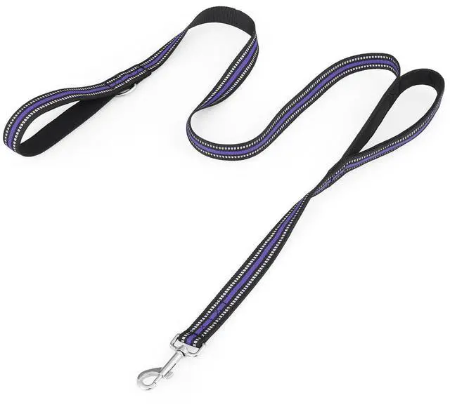 Main image of 5 Feet Dog Leash Rope Heavy Duty Reflective Dog Leashes with 2 Comfortable Padded Traffic Handles for Walking and Training, Purple