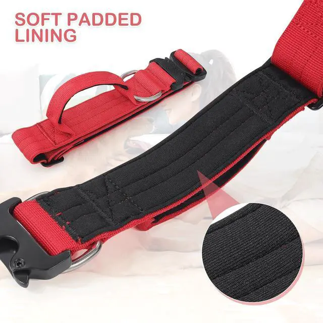 Alt view image 6 of 7 - Tactical Dog Collar with Handle, 1.5 Inch Wide Heavy Duty Military Collar for Medium Large Dog Walking, Training, Running, Red