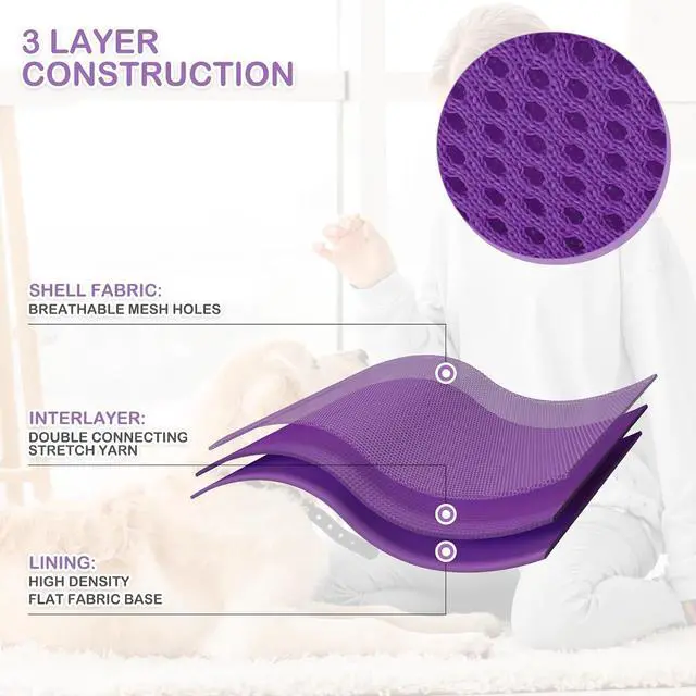 Alt view image 6 of 7 - Dog Harness for Large Sized Dog, Soft Puppy Padded Vest for Walking, Running, Training - Purple, XL