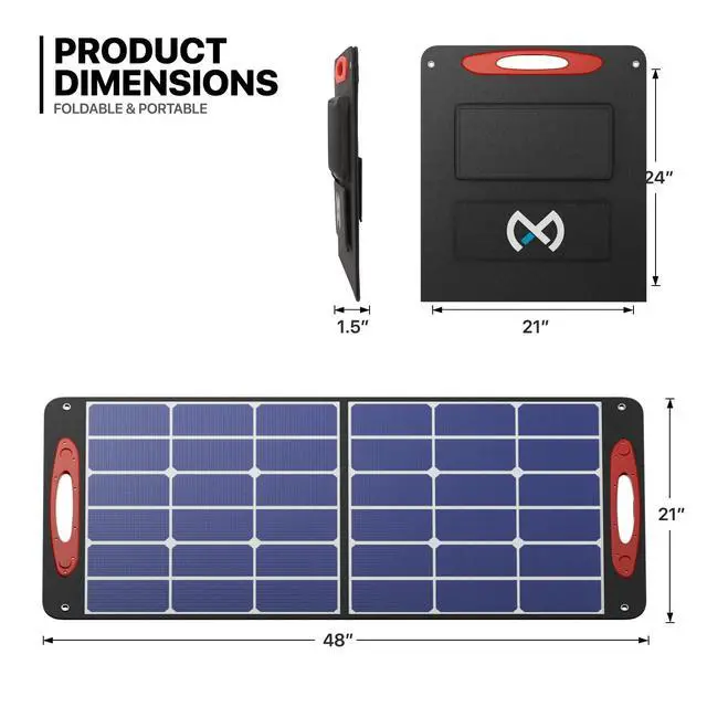Alt view image 2 of 7 - 100 Watt Solar Panels 24V Monocrystalline Solar Panel High-Efficiency Solar Module with USB 3.0 and USB C for Home Battery Charging Farm Trailer Camper Marine Off Grid System