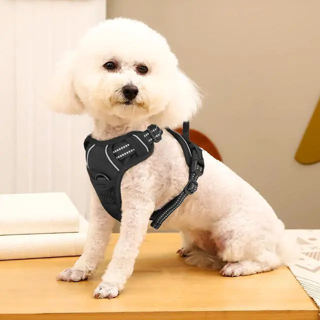 Alt view image 3 of 7 - Reflective Dog Harness, No Pull Vest Harness with Handle, Adjustable Soft Padded Pet Harness for Small Dogs, Black, S